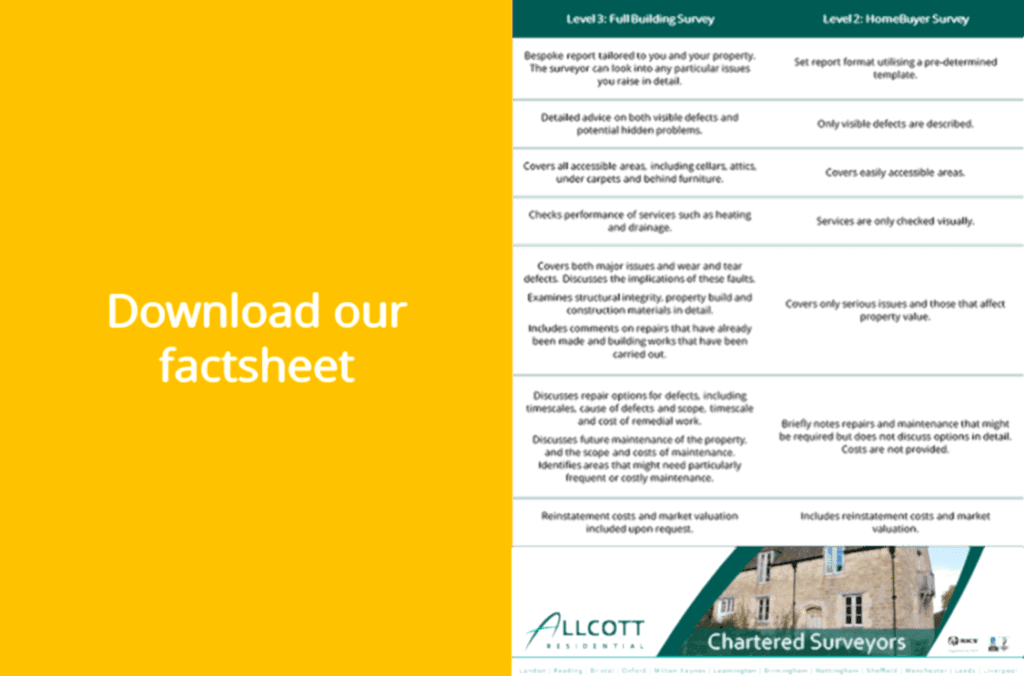 Building survey vs HomeBuyer survey factsheet
