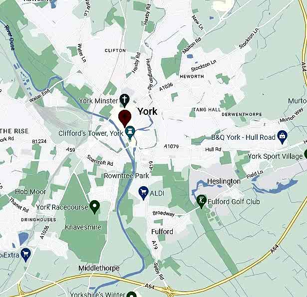 Map for York building surveying firm